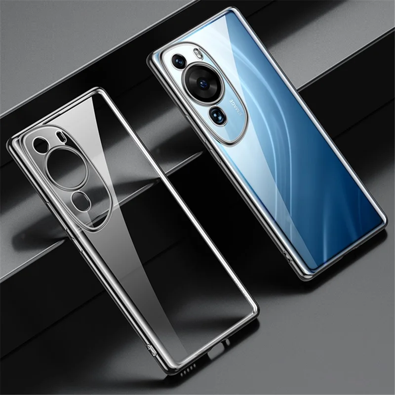 SULADA Pour Huawei P60 Art Straight Edge Back Cover Soft TPU Electroplating Clear Phone Case - Noir