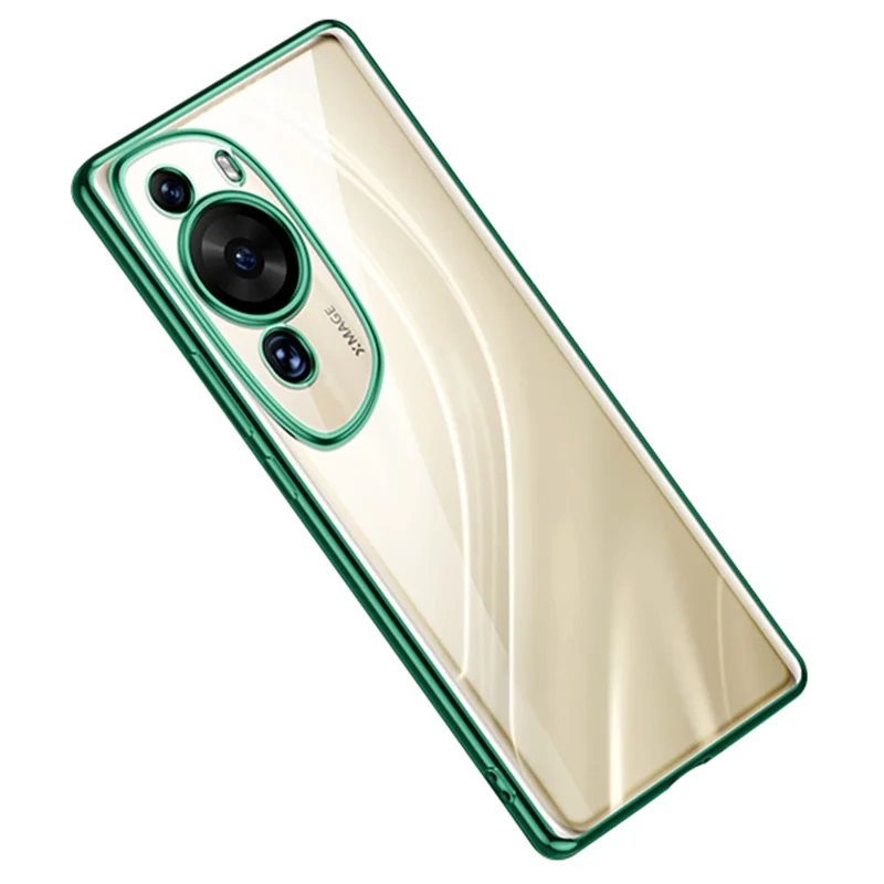 SULADA For Huawei P60 Art Straight Edge Back Cover Soft TPU Electroplating Clear Phone Case - Green
