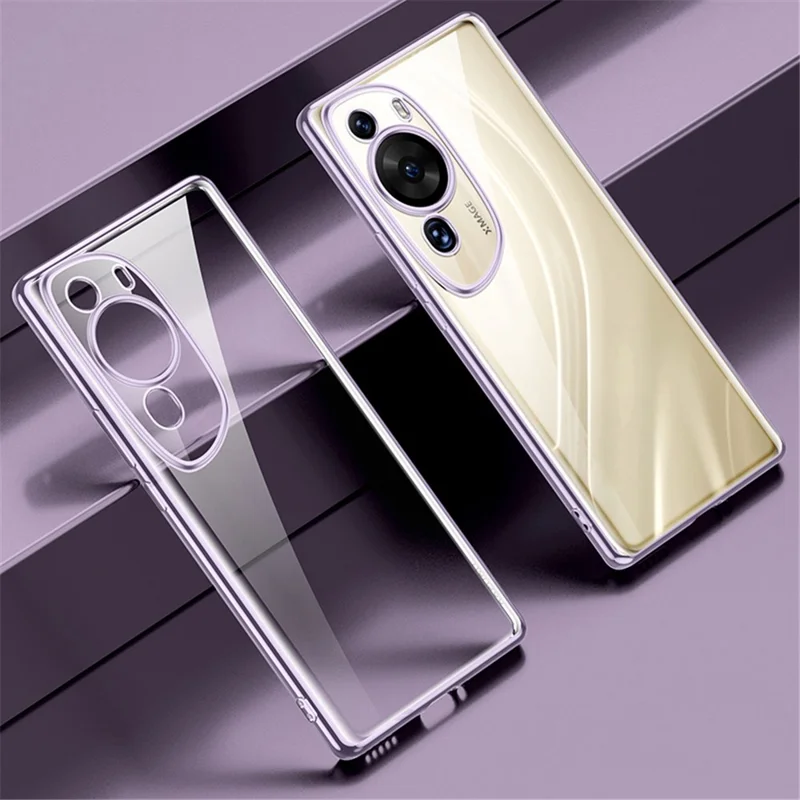 SULADA For Huawei P60 Art Straight Edge Back Cover Soft TPU Electroplating Clear Phone Case - Purple