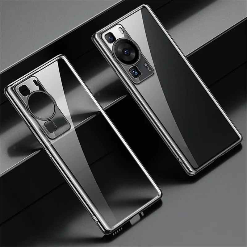 SULADA For Huawei P60 Electroplating Clear Back Cover Straight Edge Flexible TPU Phone Case - Black