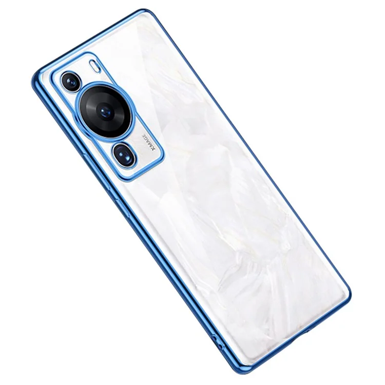 Sulada Per Huawei P60 Pro Soft TPU Case di Telefono Trasparente Elettroplatura Del Bordo Dritto Coperchio Protettivo - Blu