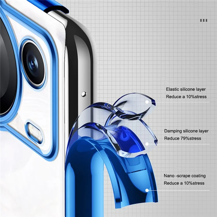 SULADA для Huawei P60 Pro Мягкий чехол из TPU-пластика Clear Phone Case с электрохромным покрытием, прямыми краями и защитной крышкой - синий