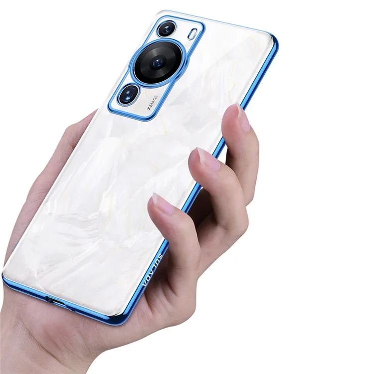 SULADA для Huawei P60 Pro Мягкий чехол из TPU-пластика Clear Phone Case с электрохромным покрытием, прямыми краями и защитной крышкой - синий