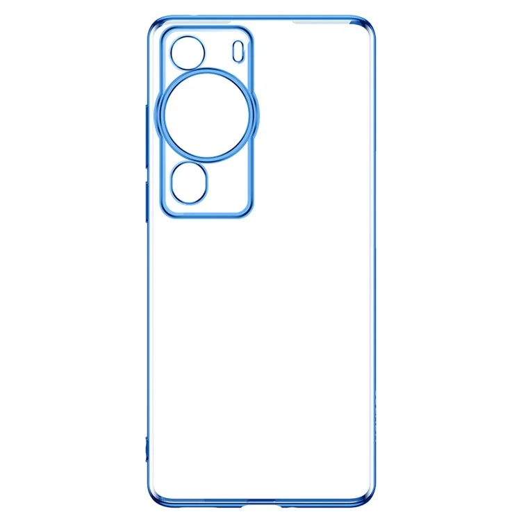 Sulada Per Huawei P60 Pro Soft TPU Case di Telefono Trasparente Elettroplatura Del Bordo Dritto Coperchio Protettivo - Blu