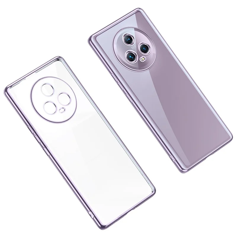 SULADA For Honor Magic5 Straight Edge Soft TPU Phone Case Electroplating Clear Anti-scratch Cover - Purple