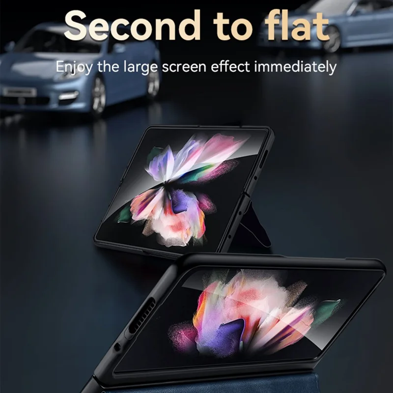 SULADA Försiktigt skyddslock av PU-läder för Samsung Galaxy Z Fold4 5G med stativfunktion - Orange