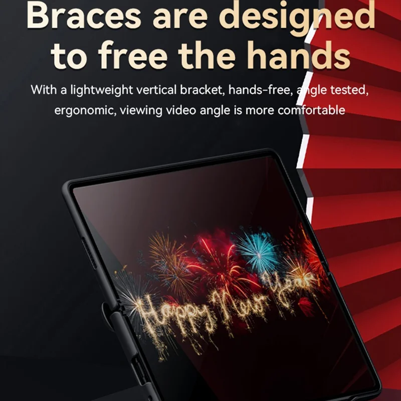 SULADA For Samsung Galaxy Z Fold3 5G PU Leather Folio Case Magnetic Clasp Stand Phone Cover - Black