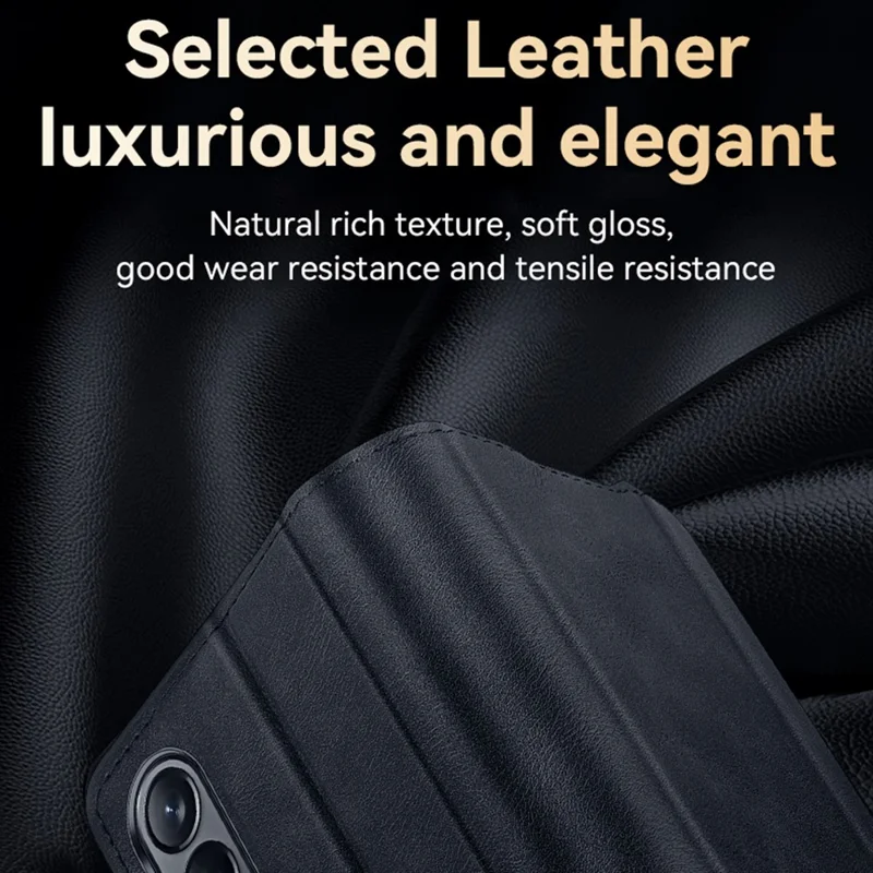 SULADA For Samsung Galaxy Z Fold3 5G PU Leather Folio Case Magnetic Clasp Stand Phone Cover - Black