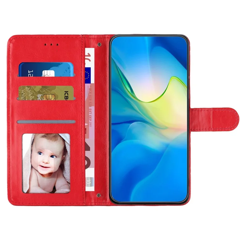 For Samsung Galaxy S23+ Anti-Scratch Flip Stand PU Leather Wallet Shell Stitching Line Rhombus Texture Phone Case - Red