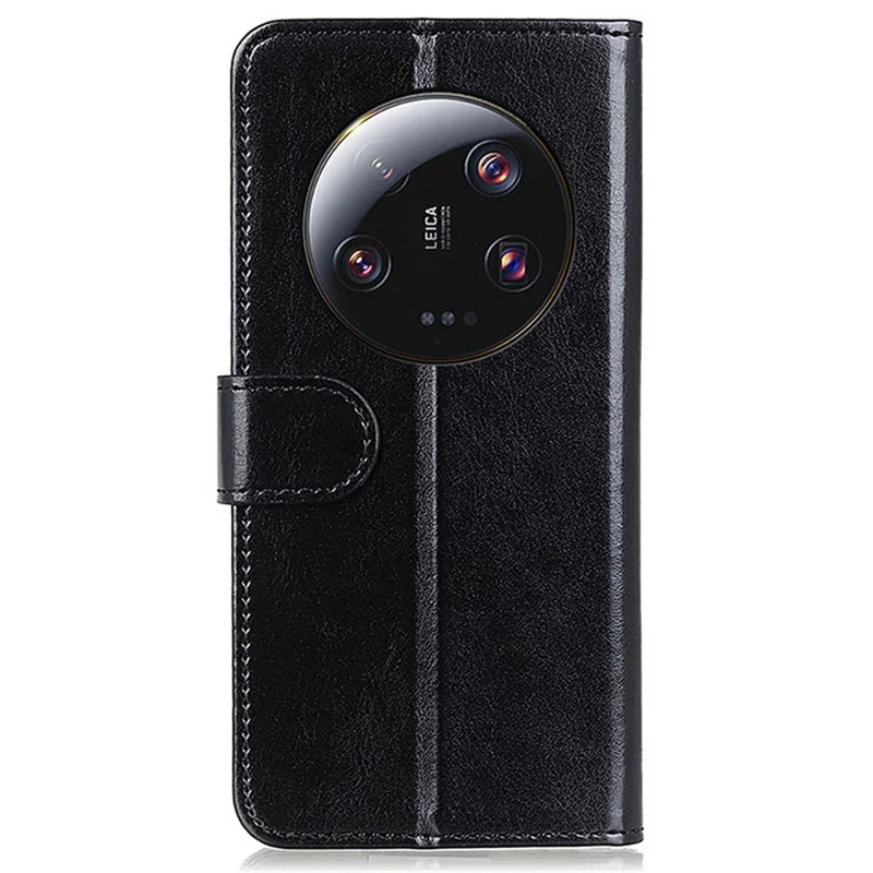 Capa de Telefone para Xiaomi 13 Ultra Couro PU + TPU Carteira Textura de Cavalo Louco Capa de Suporte - Preto