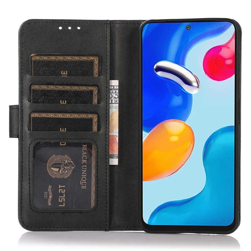 For Xiaomi 13 Ultra Phone Stand Case PU Leather Wallet Cowhide Texture Magnetic Phone Cover - Black