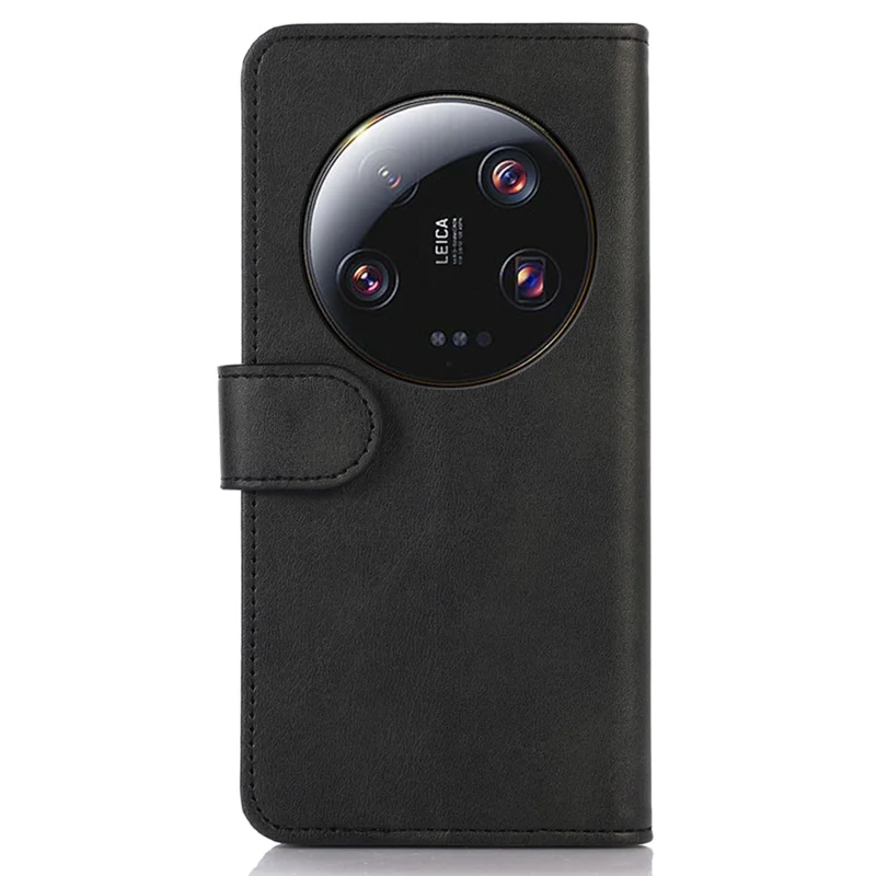 For Xiaomi 13 Ultra Phone Stand Case PU Leather Wallet Cowhide Texture Magnetic Phone Cover - Black