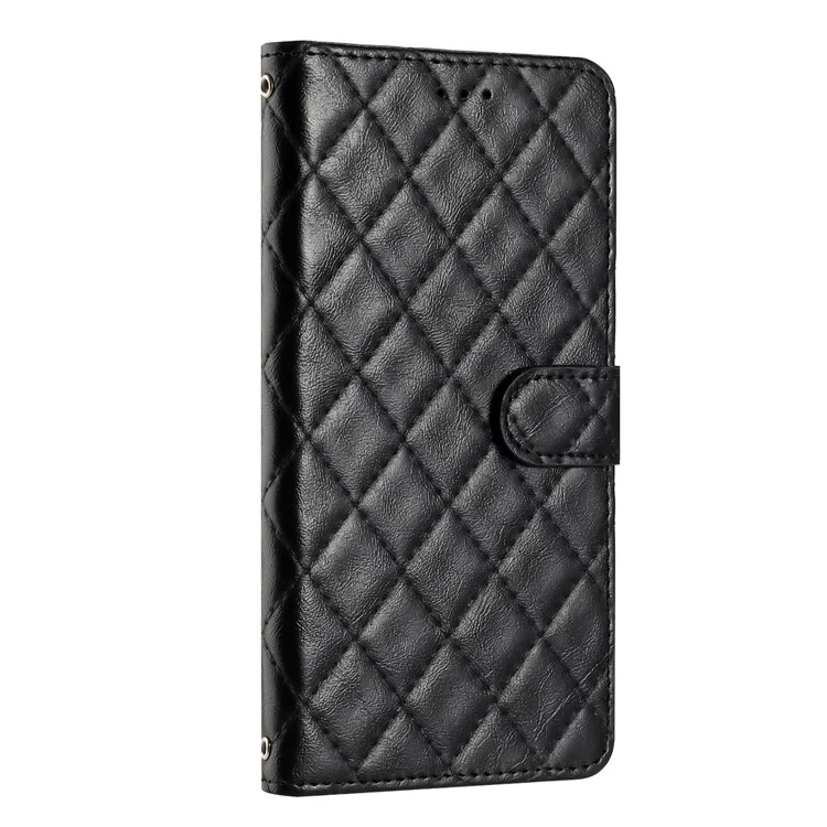 Funda de teléfono móvil para Motorola Moto G31 4G / G41 4G, de piel PU con línea de costura romboidal y soporte de cartera - Negro