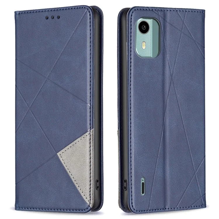 Folio Cover for Nokia C12 4G / C12 Pro / C12 Plus PU Leather Imprinting Pattern Card Holder Stand Phone Case - Blue