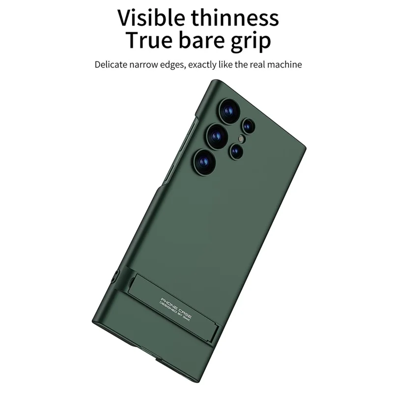 GKK pour Samsung Galaxy S23 Ultra Coque de téléphone à support Étui rigide mince en PC - Vert de minuit