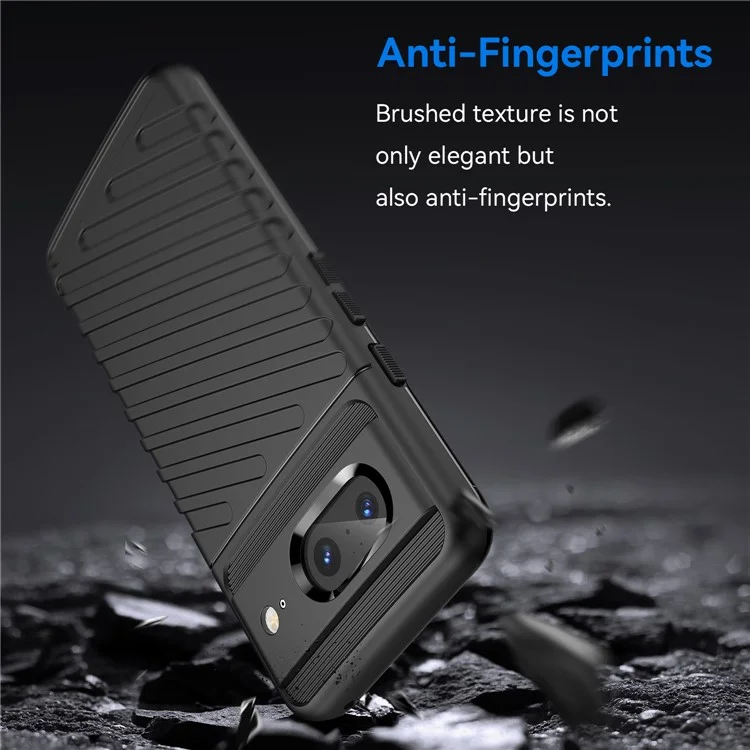 Thunder Series Thickened Phone Case for Google Pixel 8 , Twill Texture Soft TPU Back Cover - Black