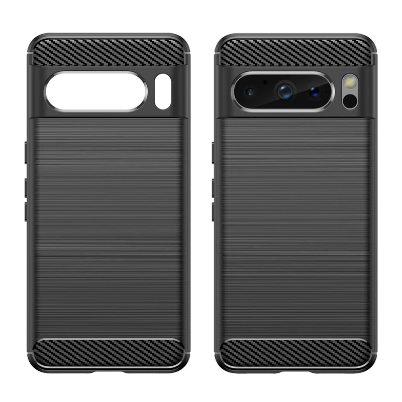 Phone TPU Case for Google Pixel 8 Pro , Carbon Fiber Texture Brushed Back Cover - Black