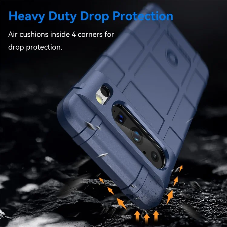 For Google Pixel 8 Pro Soft TPU Phone Case Square Grid Texture Phone Cover - Blue