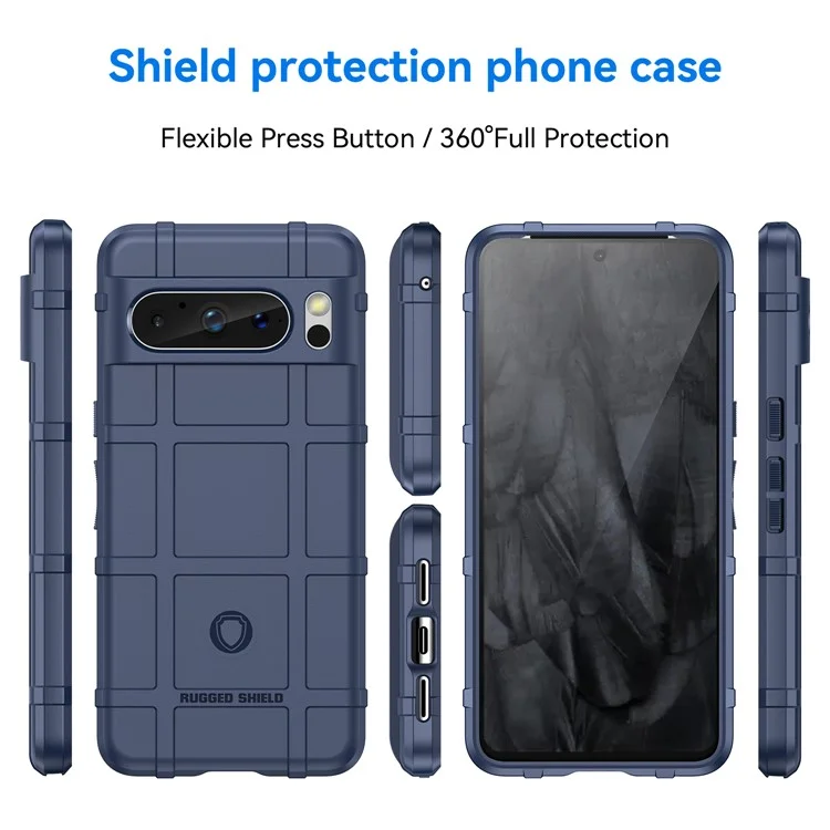 For Google Pixel 8 Pro Soft TPU Phone Case Square Grid Texture Phone Cover - Blue
