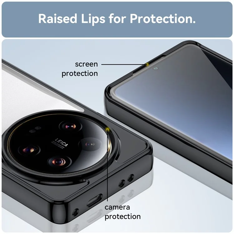 Per Xiaomi 13 Ultra Custodia posteriore trasparente TPU+Acrilico Anti-Graffio Antiurto Custodia per telefono - Nero