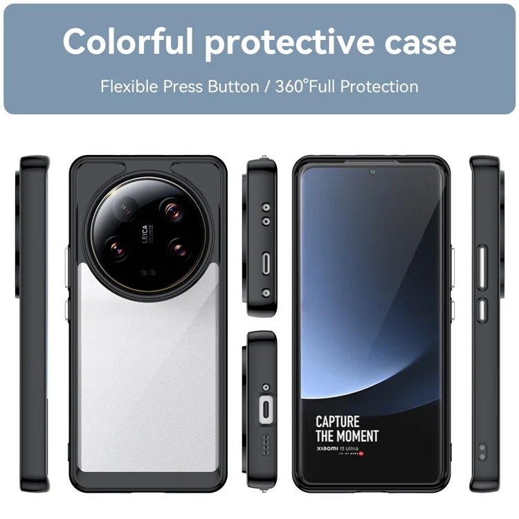 Per Xiaomi 13 Ultra Custodia posteriore trasparente TPU+Acrilico Anti-Graffio Antiurto Custodia per telefono - Nero
