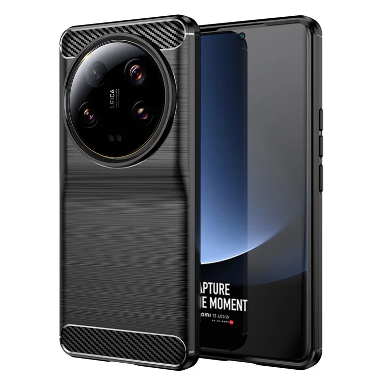 Kohlefaser-Textur TPU-Hülle für Xiaomi 13 Ultra, kratzfeste gebürstete Schutzabdeckung für Mobiltelefone - Schwarz