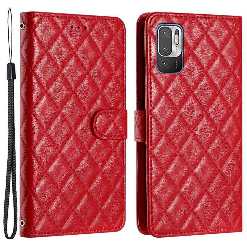 For Xiaomi Poco M3 Pro 4G / 5G / Redmi Note 10 5G / Note 10T 5G Leather Phone Case with Stand Wallet - Red