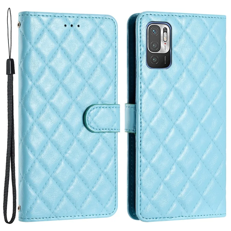 For Xiaomi Poco M3 Pro 4G / 5G / Redmi Note 10 5G / Note 10T 5G Leather Phone Case with Stand Wallet - Sky Blue