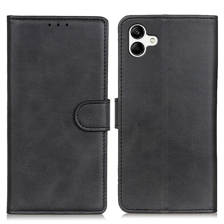 Custodia per telefono per Samsung Galaxy F14 5G, in pelle PU con texture in pelle di mucca, con stand a portafoglio - Nero