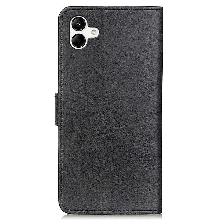 Custodia per telefono per Samsung Galaxy F14 5G, in pelle PU con texture in pelle di mucca, con stand a portafoglio - Nero