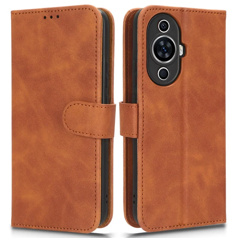 Coque portefeuille en cuir PU anti-chute avec effet tactile doux, support pivotant, pour Huawei nova 11 / nova 12s 4G / nova 12 Lite 4G - Marron
