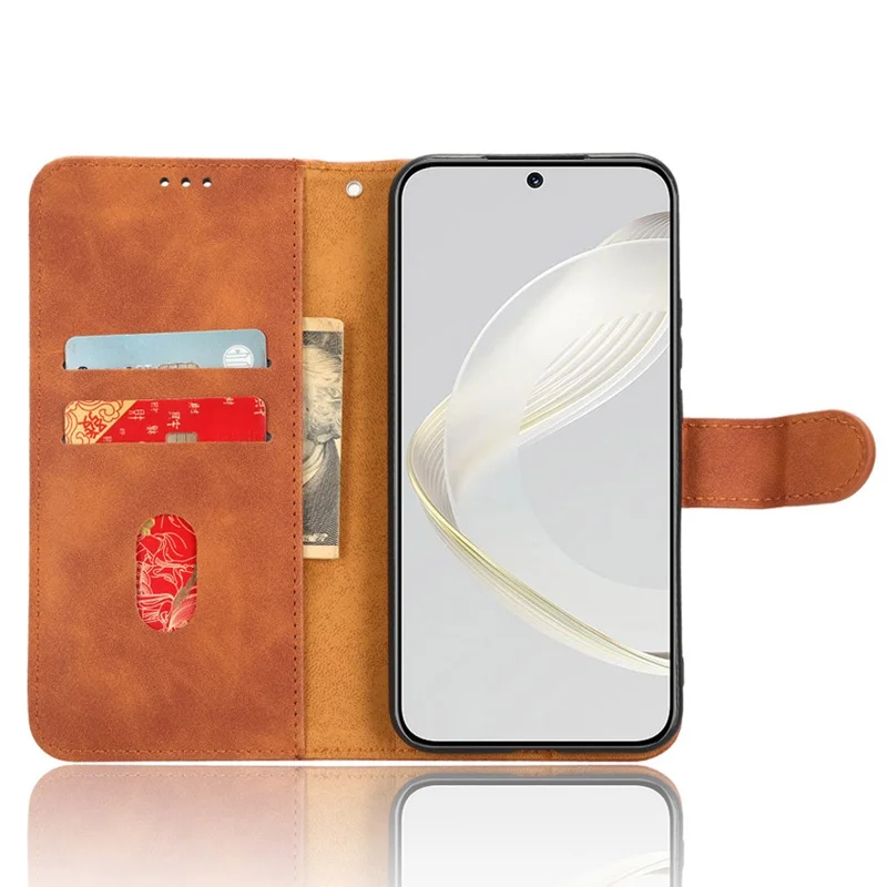 Coque portefeuille en cuir PU anti-chute avec effet tactile doux, support pivotant, pour Huawei nova 11 / nova 12s 4G / nova 12 Lite 4G - Marron