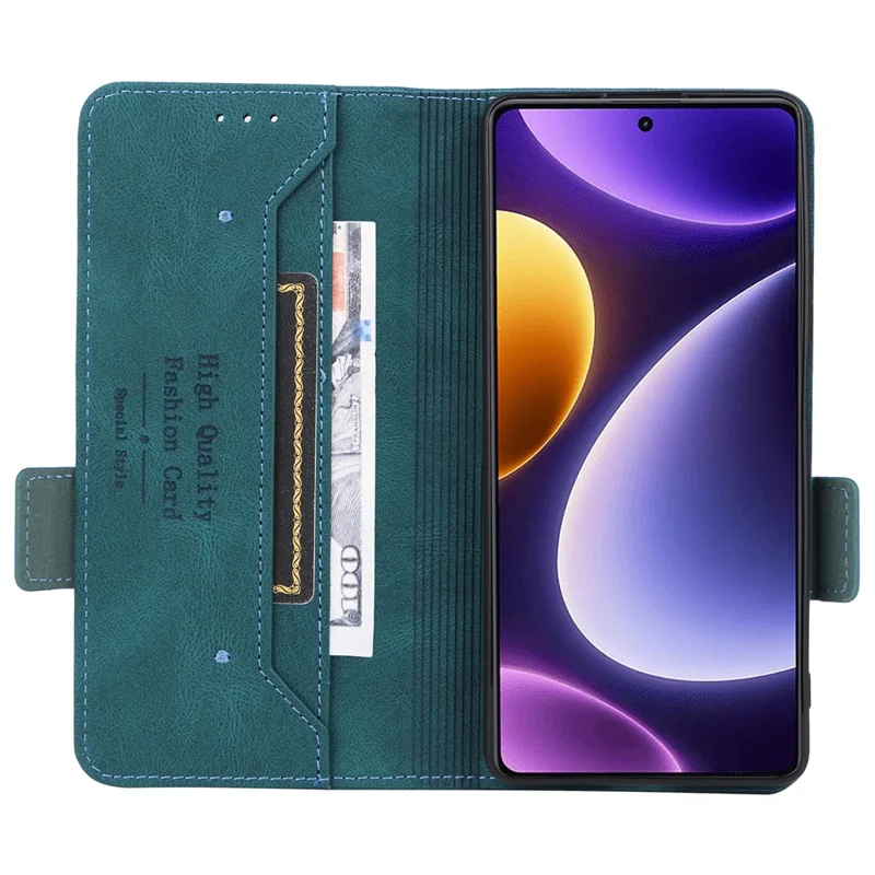 For Xiaomi Redmi Note 12 Turbo / Poco F5 5G Hardware Decor PU Leather Wallet Stand Cover Shockproof Phone Case - Blue