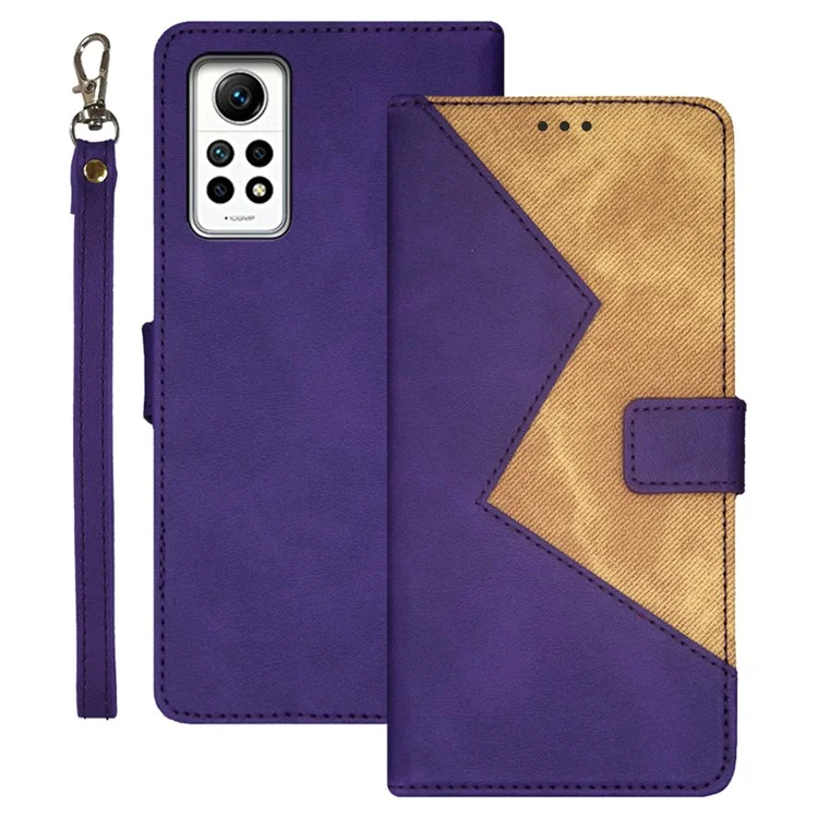 IDEWEI For Xiaomi Redmi Note 12 Pro 4G / Note 11 Pro 4G (Mediatek) / 5G (Qualcomm) Splicing PU Leather Cover Flip Stand Phone Case with Card Slots - Purple