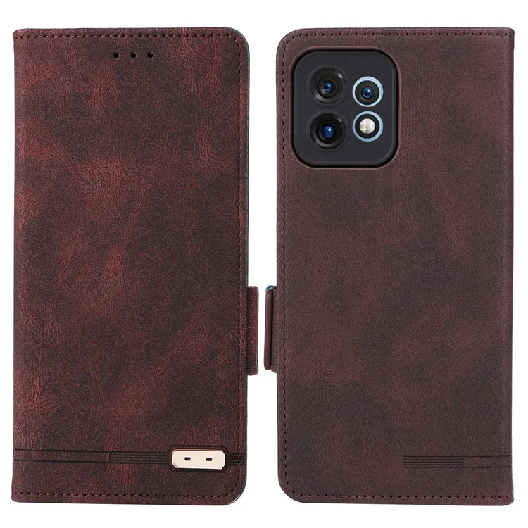 Para Motorola Moto X40 5G / Edge 40 Pro 5G Funda de cartera de cuero PU Decoración de hardware Soporte de teléfono Cubierta - Café