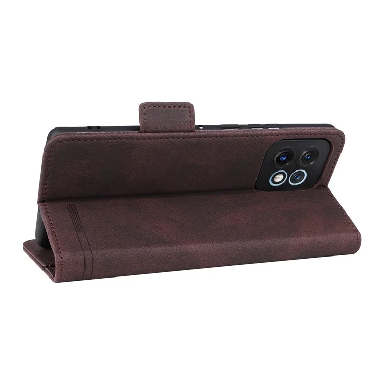 Para Motorola Moto X40 5G / Edge 40 Pro 5G Funda de cartera de cuero PU Decoración de hardware Soporte de teléfono Cubierta - Café