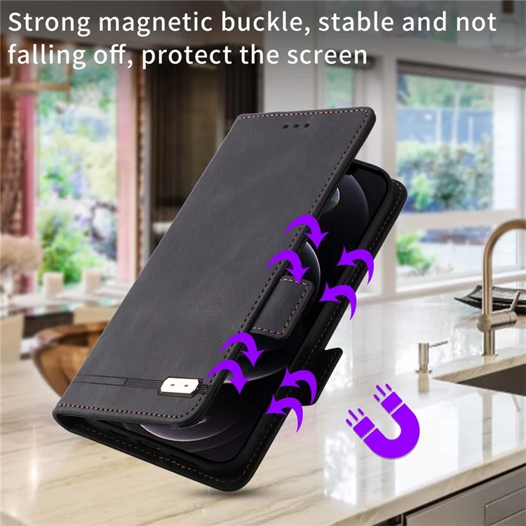 Para Motorola Moto X40 5G / Edge 40 Pro 5G Funda de cartera de cuero PU Decoración de hardware Soporte de teléfono Cubierta - Café