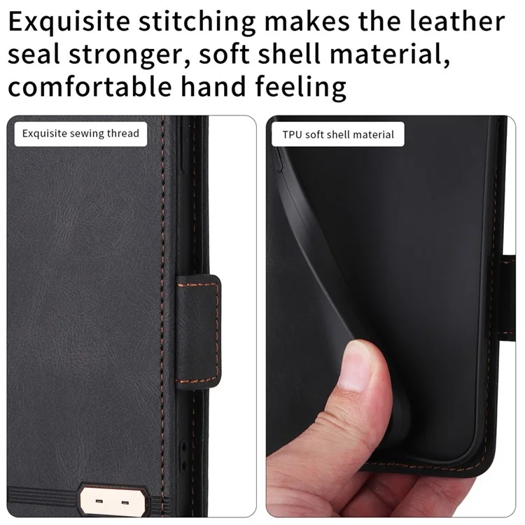 Para Motorola Moto X40 5G / Edge 40 Pro 5G Funda de cartera de cuero PU Decoración de hardware Soporte de teléfono Cubierta - Café