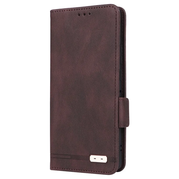 Para Motorola Moto X40 5G / Edge 40 Pro 5G Funda de cartera de cuero PU Decoración de hardware Soporte de teléfono Cubierta - Café