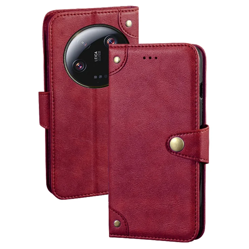 IDEWEI For Xiaomi 13 Ultra PU Leather Smartphone Case Wallet Stand Phone Cover - Red