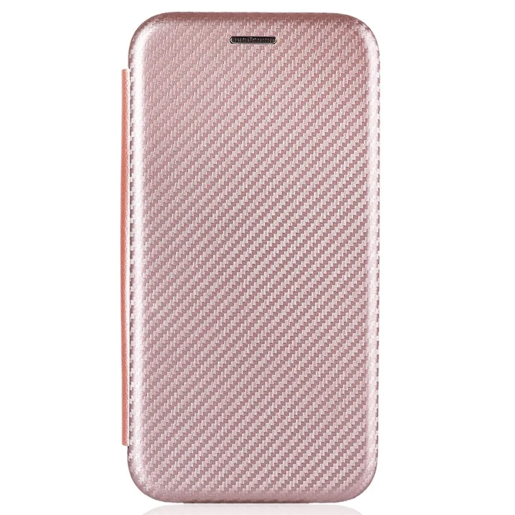 Per vivo Y77 5G Carbon Fiber Texture Leather Phone Case Cover con supporto e porta carte - Rose Gold