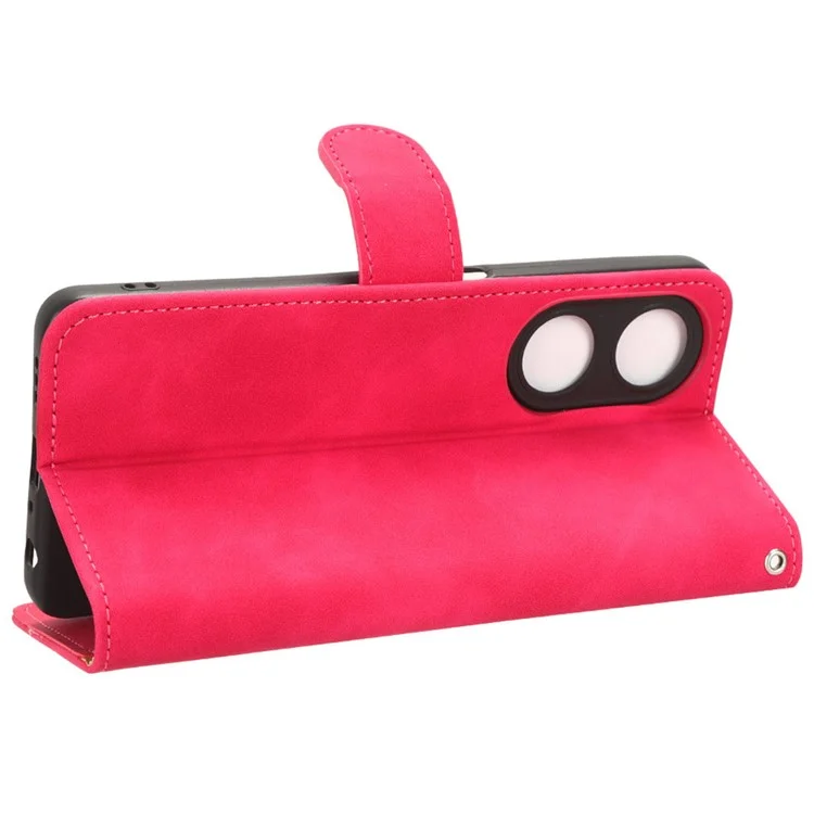 Pour Oppo A1 5G Skin-touch Étui de téléphone Étui de téléphone Portefeuille en cuir PU antichoc - Rose