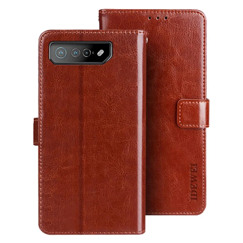 IDEWEI для Asus ROG Phone 7 5G Чехол для телефона, текстура "Crazy Horse", из искусственной кожи PU + TPU, бумажник - коричневый