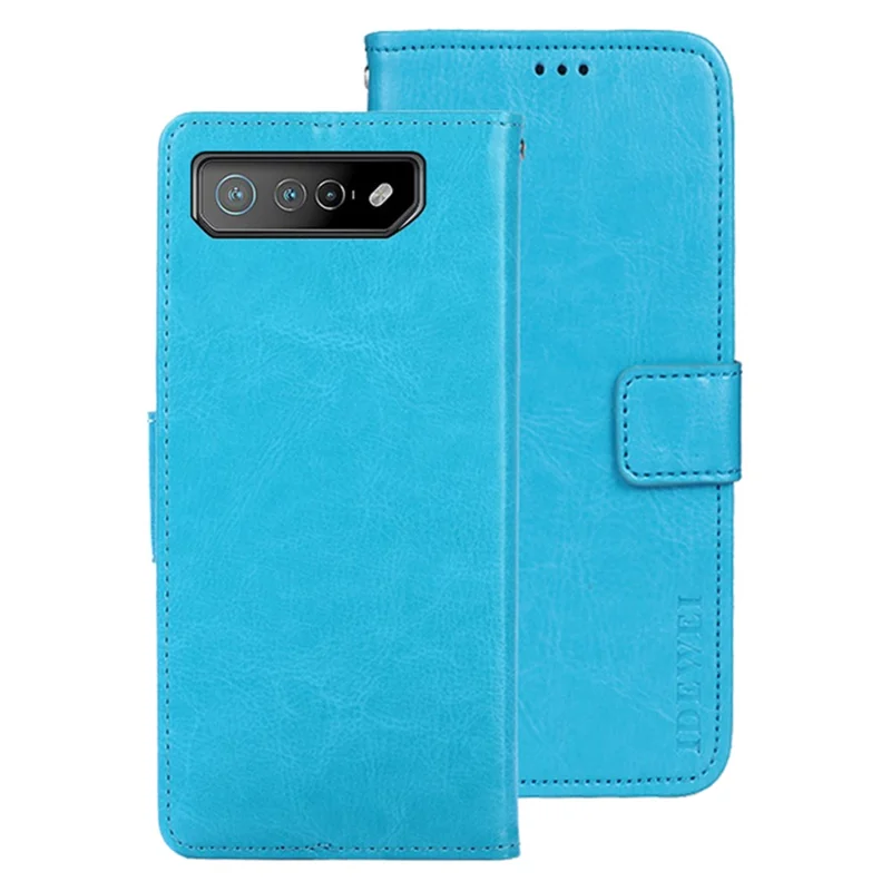 IDEWEI Para Asus ROG Phone 7 5G Stand Phone Case Crazy Horse Texture PU Leather+TPU Wallet Cover - Azul Céu
