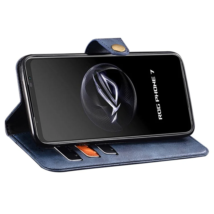 IDEWEI Para Asus ROG Phone 7 5G Teléfono Funda Cartera de Piel PU Anti-arañazos Cubierta de Soporte - Rojo