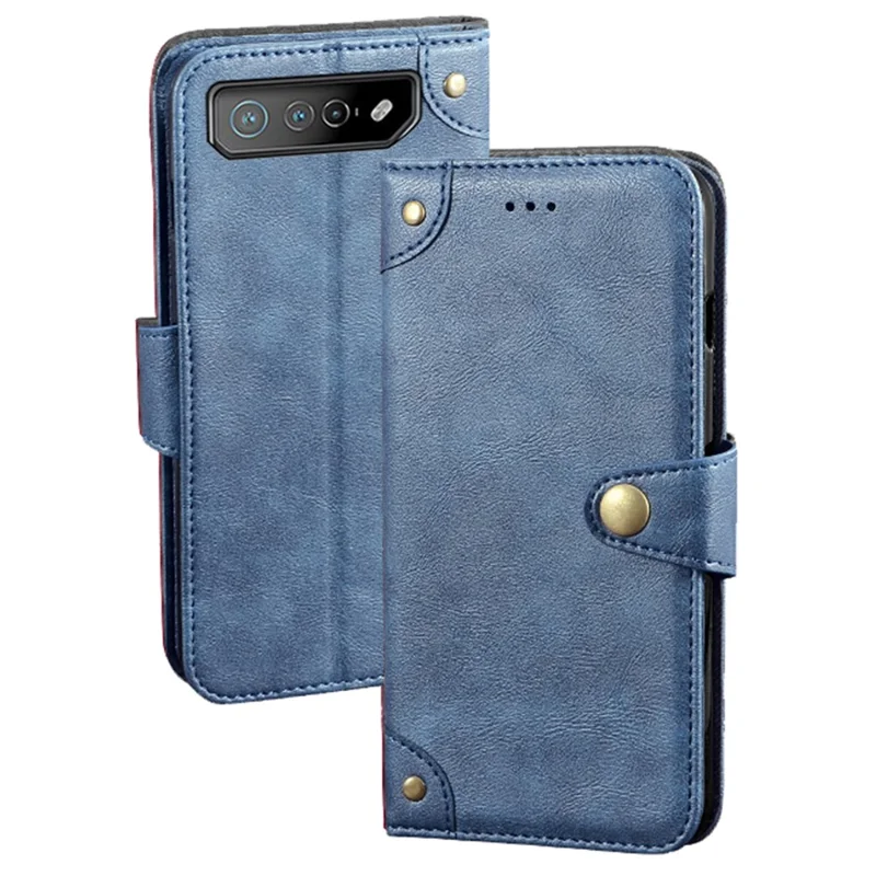IDEWEI For Asus ROG Phone 7 5G Phone  Wallet Case PU Leather Anti-scratch Stand Cover - Blue