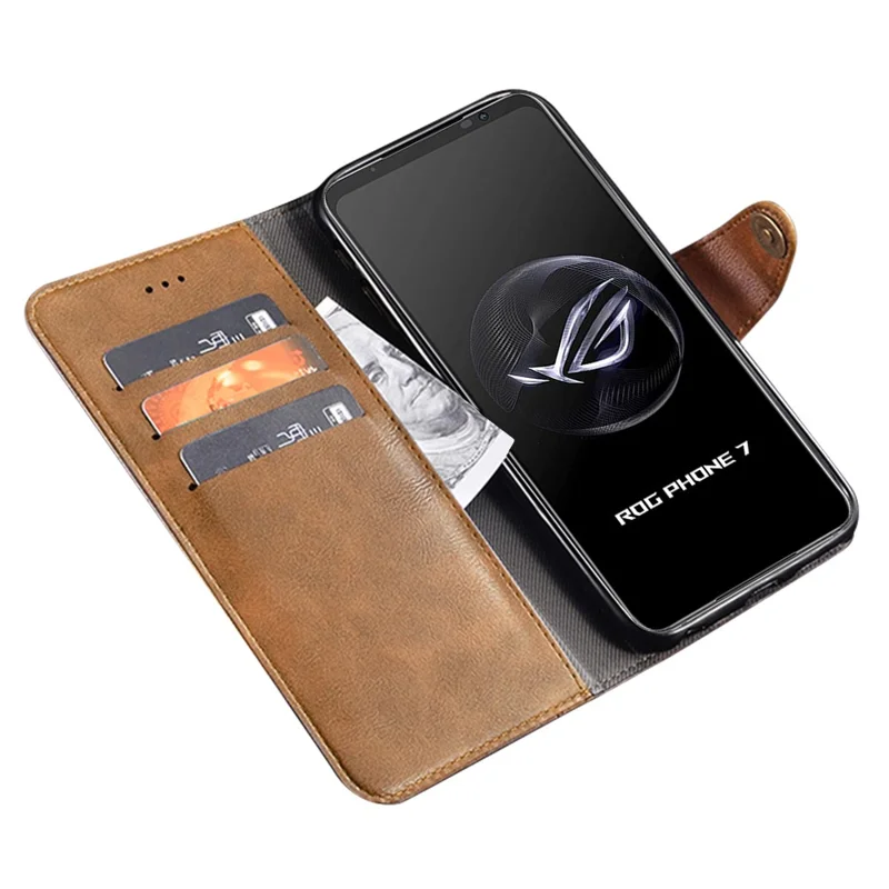 IDEWEI Per Asus ROG Phone 7 5G Phone Custodia Portafoglio in Pelle PU Antigraffio con Supporto - Marrone