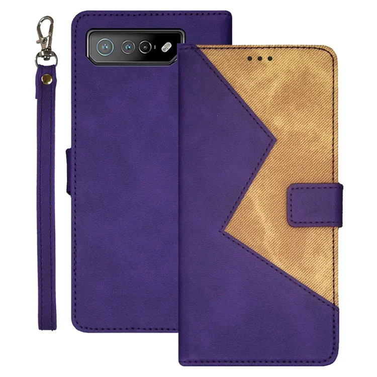IDEWEI Para Asus ROG Phone 7 5G Funda con Soporte y Tarjetero de Piel PU - Púrpura