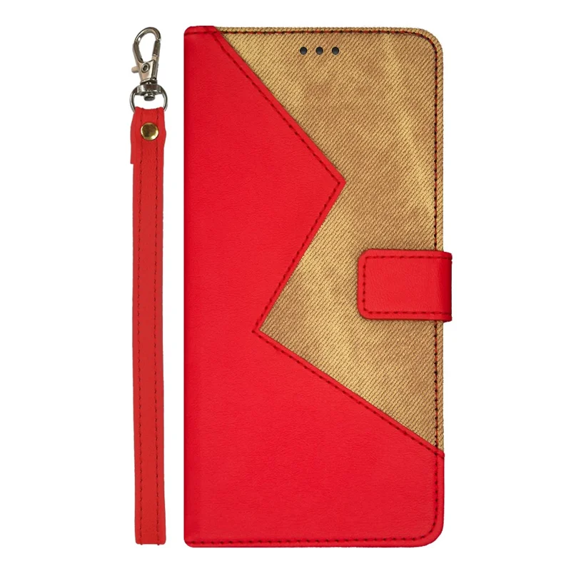 IDEWEI For Asus ROG Phone 7 5G Card Holder Phone Case PU Leather Stand Color Splicing Cover - Red