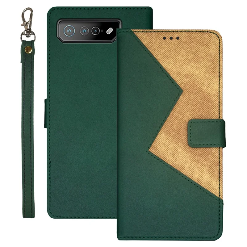 IDEWEI Para Asus ROG Phone 7 5G, Capa de telefone com suporte para cartão em couro PU, design colorido - Verde
